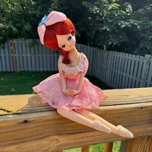 Vintage 1960'S Bradley Red haired Doll Big Eyed Sitting Pose